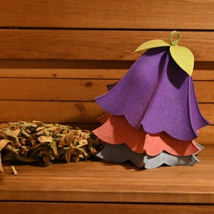 Blumenform Saunahut aus Merinowollfilz