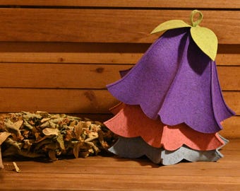 Cappello da sauna a forma di fiore in feltro di lana merino