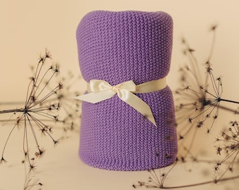 100% merino wool blanket / babydecke gestrickt merino wolle / baby blanket