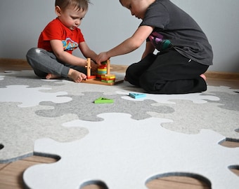 Merino Wolle Puzzle Spieldecke, Spieldecke, Kinderteppich, Spielmatte, Kinderzimmer Teppich