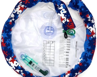 Foley Bag Tube Cover | Patriotic | Foley Catheter Supplies | Urine Drain Tube Cover | 100% cotton | 2 inchX 42 inch | Ostomy Support