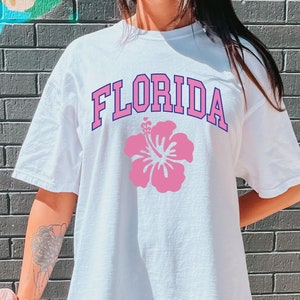 Florida Trendy Comfort Colors Shirt, VSCO Girl Preppy Clothes College T-shirt Aesthetic Tshirt Florida Gift Oversized Beachy Teens Surf Gift