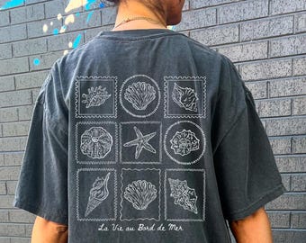 Comfort Colors® Coastal Shirt, Seashell T-Shirt, Fisherman Aesthetic Tee, Summer Beach Vacation Top, Ocean Marine Life Tshirt, Gift For Her