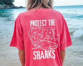 Schützen Sie die Haie Komfortfarben Shirt, respektieren Sie unsere lokalen Haie, retten Sie die Ozeanspitze, Haifisch-Liebhaber-Geschenk, Ozeanschutz-T-Shirt Surf