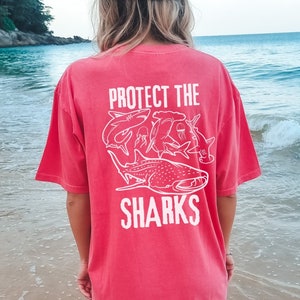 Protect The Sharks Comfort Colors Shirt, Respect Our Local Sharks, Save The Ocean Top, Shark Lover Gift, Ocean Conservation T-shirt Surf
