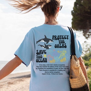 Preppy Orca Whale Shirt For Orca Whale Lover Ocean Conservation Tshirt Killer Whale Tee Whale Marine Biologist Gift For Daughter Friend