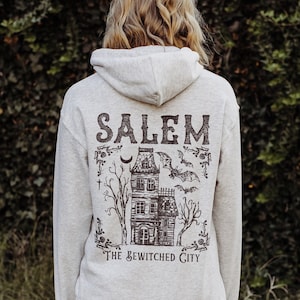 Salem Massachusetts Hoodie Den förtrollade staden Salem Sweatshirt Vintage Halloween Häxa Sweatshirt Retro Höst Damtröja Spooky Season