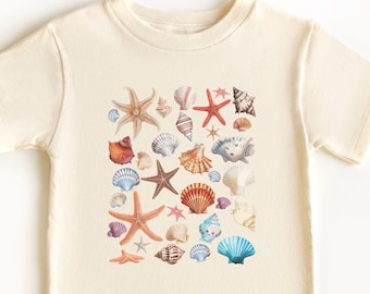 Toddler Sea Shell Tees Beach Shelling Tshirt Seashell Graphic Baby Kids T-shirt For Beach Day Cotton Jersey Short Sleeve Boy Girl Summer Top