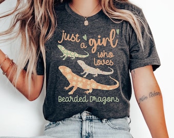 Camiseta con diseño de dragón barbudo. Regalo ideal para una hija amante de los dragones barbudos. Sudadera para una chica que adora a los dragones barbudos. Camiseta juvenil para dueños de reptiles.