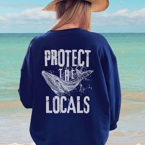 Vintage Whales Sweatshirt For Whale Lover Respect The Whale Locals Humpback Whale Unisex Graphic Ocean Conservation Crewneck Nature Gifts