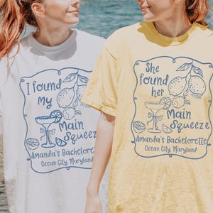 Bachelorette Party Shirts, Custom Tropical Bach Tees, She Found Her Main Squeeze, Lemon Bridal Party, Personalized Girls Weekend Trip Tops
