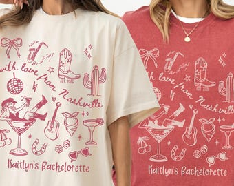 Custom Nashville Bachelorette Shirts, Western Cowgirl Party Tee, Personalized Girls Trip Matching Tees, Nashville Bach, Bridal Party Gifts