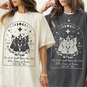 Comfort Colors Witchy Bride Bachelorette T Shirt Halloween Bach Party Shirt Witchy Bride Gift Bride and Coven Celestial Gothic Wedding Tees