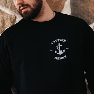 Custom Anchor Sweatshirt, Captain Embroidered Custom Sweater, Boating Boat Owner Personalized Gift, Sailing Captain Personalized Name