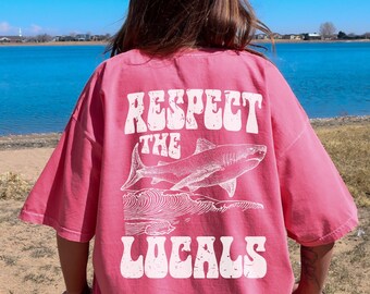 Protect The Sharks Comfort Colors Shirt, Respect Our Local Sharks, Save The Ocean Top, Shark Lover Gift, Ocean Conservation T-shirt Surf Tee