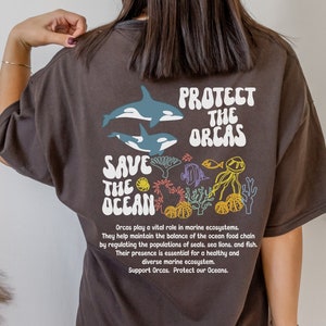 Preppy Orca Whale Shirt For Orca Whale Lover Ocean Conservation Tshirt Killer Whale Gifts Whale Marine Animal Tee Ocean Beach Life Oversize
