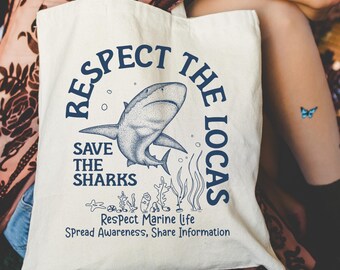 Shark Lover Cotton Canvas Tote Bag: Marine Conservation Beach Bag