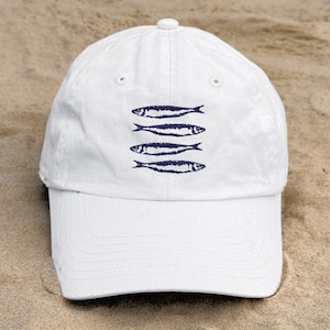Sardines Embroidered Dad Hat: Coastal Fisherman Style Cap