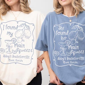 Bachelorette Party Shirts, Custom Tropical Bach Tees, She Found Her Main Squeeze, Lemon Bridal Party, Personalized Girls Weekend Trip Tops