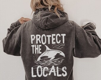 Wave Riders Surfing Comfort Colors Hoodie, Protect The Orca Whales, Save Killer Whales, Oversized Trendy Hoodie, Marine Life Hoodie Preppy