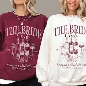 Wine Club Bachelorette Sweatshirt Winery Bachelorette Party Crewneck Vino Before Vows Bach Custom Location Bachelorette Bridesmaids gift Top