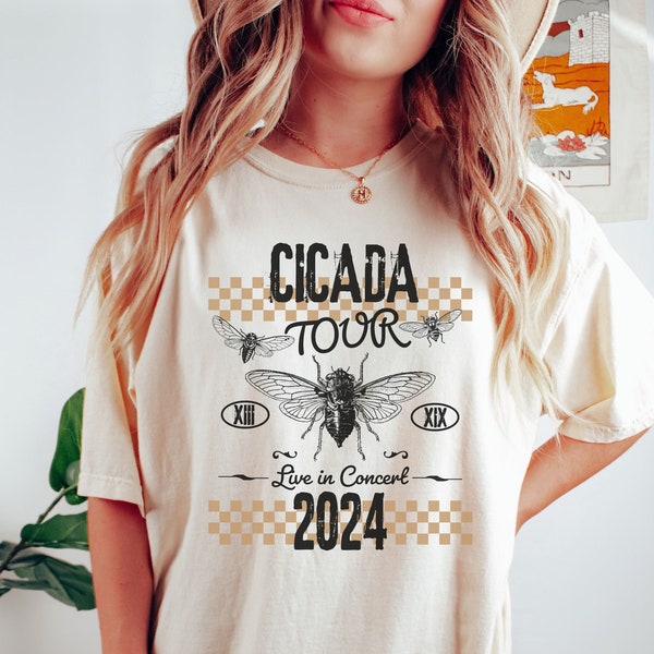 Vintage Cicada Concert Tour 2024 Comfort Colors Shirt Year of The Cicada Bug Clothing Insect Bug Lover Gift Nature Unisex Adult Cool Bug Tee