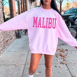 Malibu California Sweatshirt, Trendy Preppy Sweater, Aesthetic College Crewneck, Oversized Minimalist Sweater, Malibu California Shirt Gift