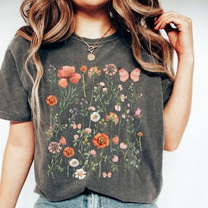 Boho Vintage Wildflower Comfort Colors shirt For Native Garden Plant Mothers Day Gift Plant Lover Gardening Floral Graphic Short Sleeve Tee