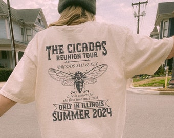 Cicada Concert Tour 2024 Comfort Colors Shirt Illinois Cicada Broods Tshirt Insect Bug Tshirt Nature Unisex Graphic Adult Top Cool Bug Tee