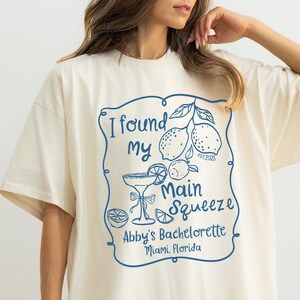 Tropical Bachelorette Party Shirts, Custom Bachelorette Tees, She Found Her Main Squeeze, Lemon Bridal Party, Personalized Luxury Bach Gifts