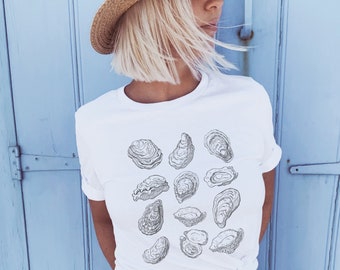 Chemise rétro à huîtres, cadeaux huîtres, chemise écailles d'huîtres pour la fête des mères, chemise maman amateur d'huîtres, chemise mère écailles, t-shirt amateur de fruits de mer