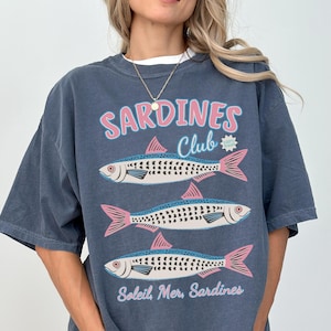 Sardine Comfort Colors Shirt, Fisherman Aesthetic Coastal Granddaughter Summer Tee, Ocean Inspired Style, Sardines Club T-Shirt, Fish Lover