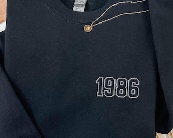 Sudadera bordada de 1986: el regalo perfecto para su 40 cumpleaños. Sudadera con cuello redondo "Happy Forties".