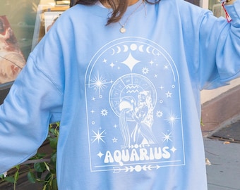 Preppy Aquarius Sweatshirt Aquarius Gifts Astrology Clothing Aesthetic Hoodie Zodiac Hoodie Trendy Hoodie Astrology Aquarius  Zodiac Gift