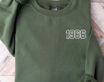 1966 60th Birthday Embroidered Crewneck Sweatshirt, Gift for Men Women, Happy Birthday Top, Sixtys Bday, Unisex Jumper