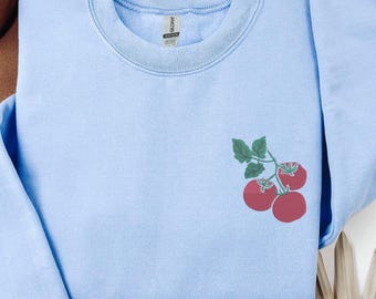 Embroidered Tomato Sweatshirt, Tomato Girl Summer, Garden Crewneck, Farmers Market Tshirt, Gift for Gardener, Gardening T Shirt, Cottagecore