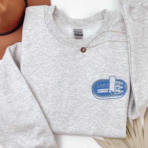 Embroidered Sardine Sweatshirt, Fish Crewneck, Vintage Sardine Coastal Fisherman Aesthetic Top, Preppy Retro European, Foodie Travel Sweater Ash