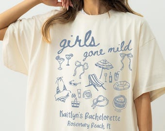 Girls Gone Mild Bachelorette party shirts, Beach Bachelorette, Personalized Bachelorette Pool Party Comfort Colors Tee Bach Bridesmaids gift