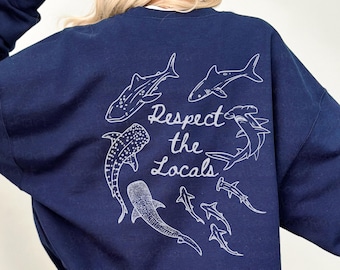 Trendy Whale Shark Sweatshirt Coconut Girl Crewneck Ocean Beach Sweater Ocean Inspired Style Ocean Animal Shirt Shark Top Gift For Daughter