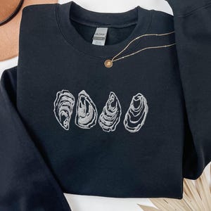 Retro Oyster Embroidered Sweatshirt Oyster Gift Oyster Shucker Top For Mothers Day Gift Oyster Lover Mom Sweater Mother Shucker Seafood Gift