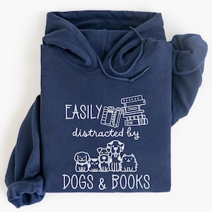 Easily Distracted By Dogs And Books Shirt, Book Lover Gift, Funny Dog Shirt, Dog Lover Shirt, Dog Lover Gift, Reader T-Shirt, Dogs and Books