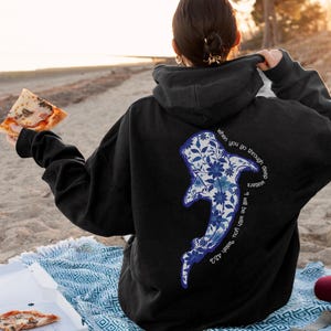 Floral Whale Shark Hoodie, Beachy Sweatshirt for Coconut Girl, Christian Crewneck, Faith Over Fear, Surf Pullover, Jesus Hoodie, Shark Lover