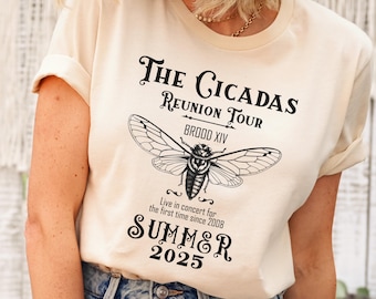 Chemise cigale 2024 Cigale Emergence Tee-shirt à manches courtes en jersey unisexe T-shirt concert drôle de cigale Bug Humour Goblincore Insecte Tee Amoureux de la nature
