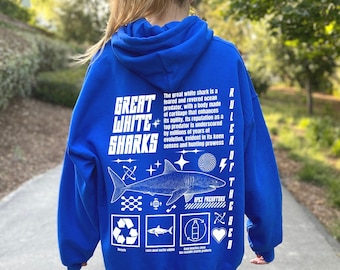 Respect The Locals Sweatshirt  Hoodie With Words on Back Hoodie Surfing Hoodie Save The Shark Vsco Y2k Gift For Daughter Best Friend Gifts