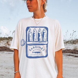 Comfort Colors® Sardines Shirt, Tinned Fish Shirt, Vintage Seafood Tshirt Trendy Fisherman Aesthetic Travel Tee coastal granddaughter Gifts