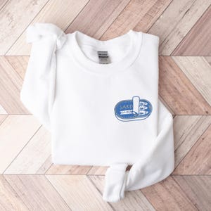 Embroidered Sardine Sweatshirt, Fish Crewneck, Vintage Sardine Coastal Fisherman Aesthetic Top, Preppy Retro European, Foodie Travel Sweater White