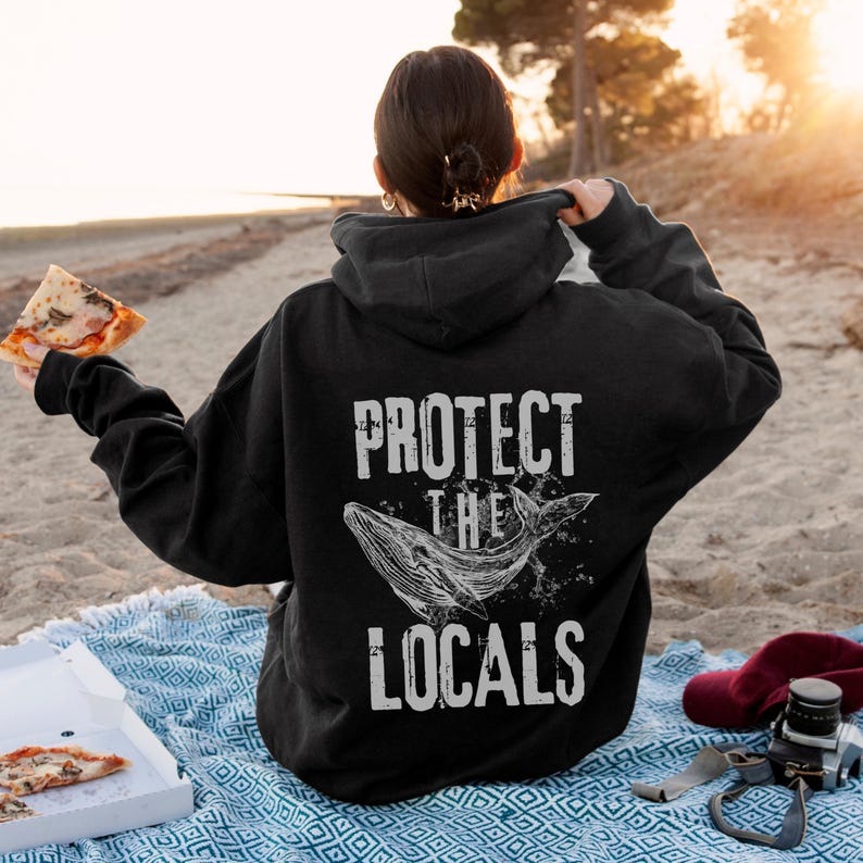 Respect The Local Whales Hoodie Blue Whale Conservation Sweatshirt Respect The Local Humpback Hoodie Orca Lover Ocean Indie Hoodie zdjęcie 14