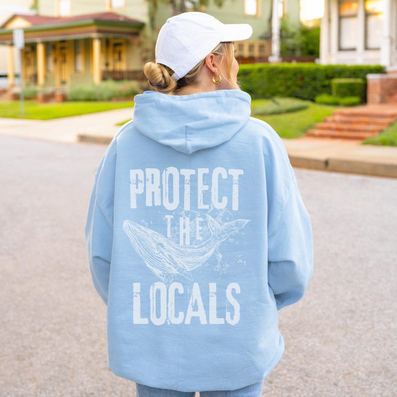Respect The Local Whales Hoodie Blue Whale Conservation Sweatshirt Respect The Local Humpback Hoodie Orca Lover Ocean Indie Hoodie zdjęcie 12