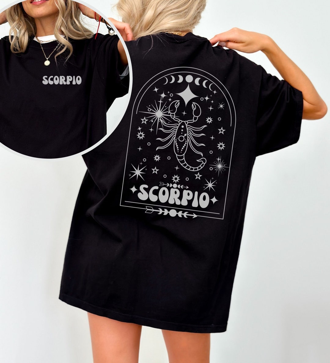 Scorpio T Shirt Zodiac Short Sleeve Round Neck Grey Cotton T-Shirt for Women main image 1
