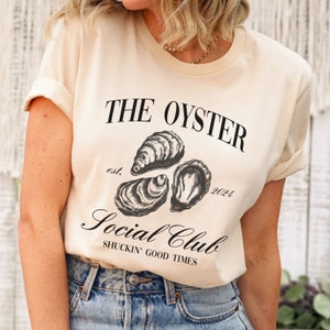 Funny Oyster Social Club T shirt For Host Gift Shellfish Seafood Unisex Jersey Short Sleeve Tee Oyster Cocktail Bar Tshirt Oyster Season Tee